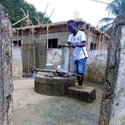 Community well undergoing repairs 